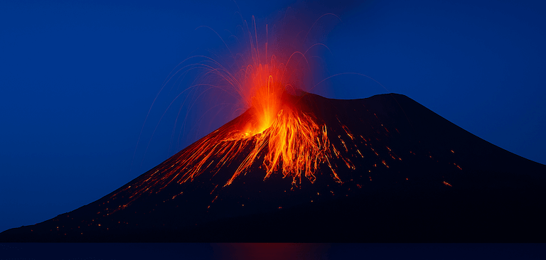 Stromboli vulcano by night